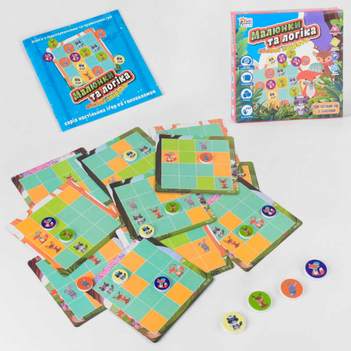 Настольная игра Рисунки и логика - Лесные зверьки UKB-B 0032 4FUN Game Club на украинском языке 4FUN Game Club