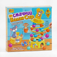 Настільна гра Смачний БаланСир 37297 4FUN Game Club 36 кульок основа 4 кільця палички наліпки фігурка мишеняти 4FUN Game Club