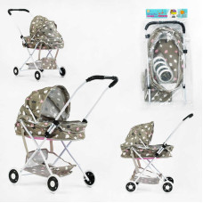 Візок для ляльок TK 44-711 металева основа додатковий кошик складний каптур у пакеті