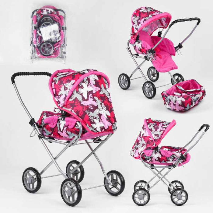 Візочок для ляльок Melobo алюмінієвий корпус знімна люлька в пакеті 3 види дитяча