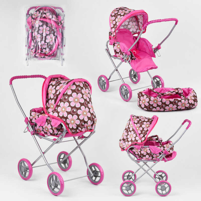 Візочок для ляльок Melobo алюмінієвий корпус знімна люлька в пакеті 3 види дитяча