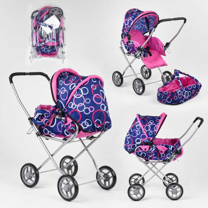 Візочок для ляльок Melobo алюмінієвий корпус знімна люлька в пакеті 3 види дитяча