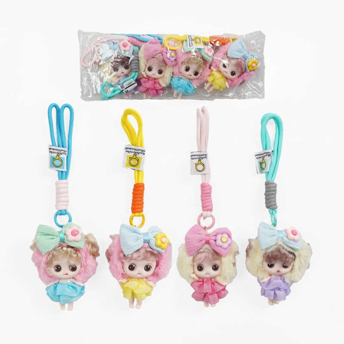 Брелок C 70742 ЦІНА ЗА 4 ШТУКИ В УПАКОВЦІ “Лялька” карабін шнурок в пакеті