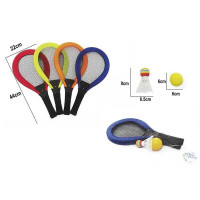 Ракетки 201 4 кольори 2 ракетки пластиковий каркас текстильна сітка м’яка ручка волан м'яч в сітці ВИДАЄТЬСЯ ТІЛЬКИ МІКС ВИДІВ