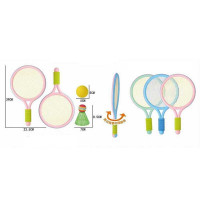 Набір ракеток 833-2 3 види 2 штуки м’які накладки на ручках пластиковий каркас м’який м’ячик та воланчик у сітці ВИДАЄТЬСЯ МІКС ВИДІВ