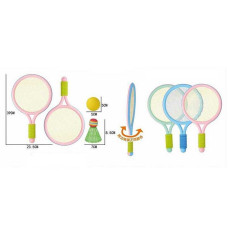 Набір ракеток 833-2 3 види 2 штуки м’які накладки на ручках пластиковий каркас м’який м’ячик та воланчик у сітці ВИДАЄТЬСЯ МІКС ВИДІВ