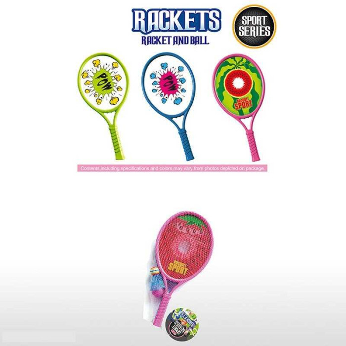 Набір ракеток 9906 A 2 ракетки пластиковий каркас волан м’яч в сітці ВИДАЄТЬСЯ МІКС ВИДІВ