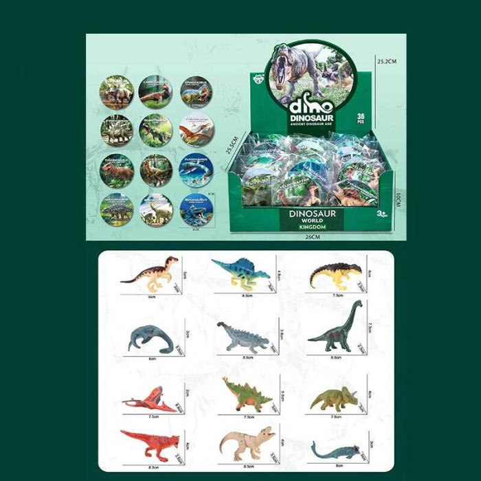 Набір динозаврів JS 20-1 ЦІНА ЗА 36 ШТУК В БЛОЦІ картки із назвами