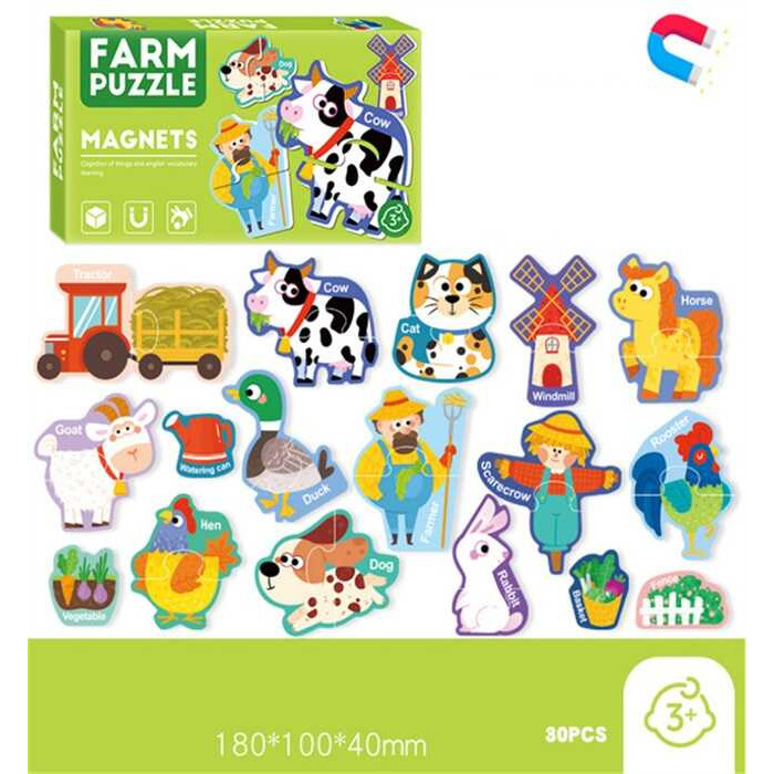 Магнитные пазлы C 73801 Ферма названия на английском языке 30 элементов