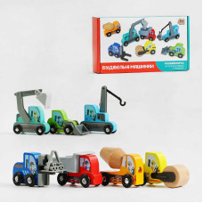Будівельні машинки 76523 4FUN Game Club Wood 7 машинок 4FUN Game Club Wood