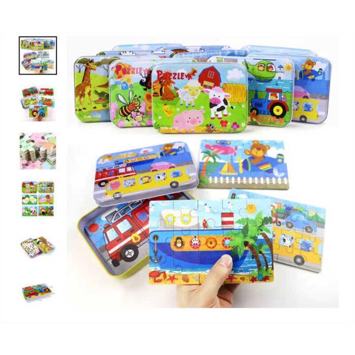 Пазли C 73264 дерев'яні 4 картинки 12 пронумерованих елементів ВИДАЄТЬСЯ ТІЛЬКИ МІКС ВИДІВ