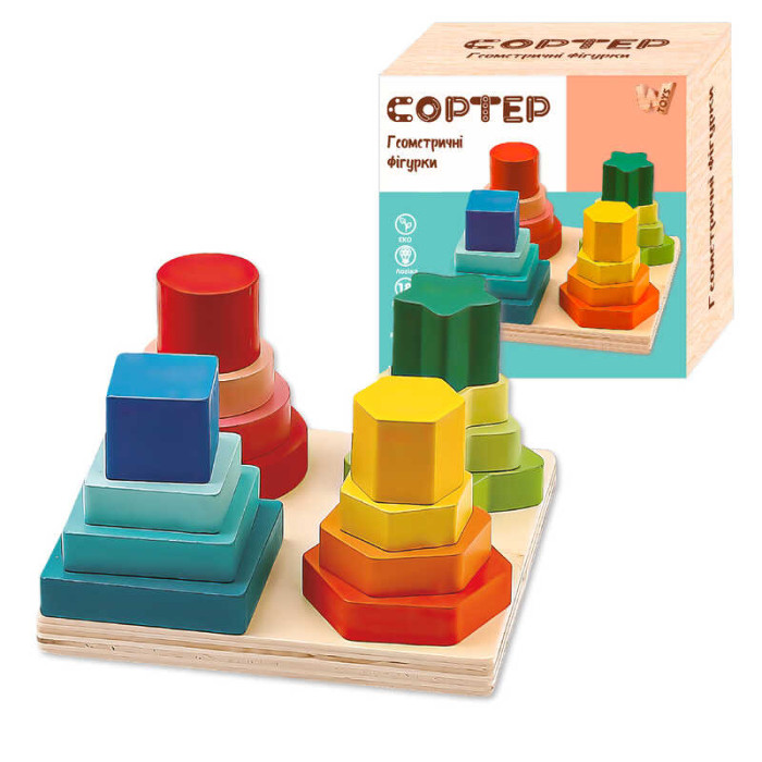 Геометричний сортер 36801 WToys дерев’яний 125х125 см WToys