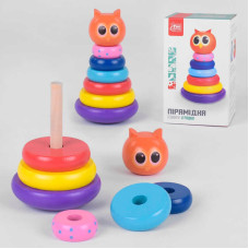 Деревяна пірамідка 91552 4FUN Game Club Wood Сова неваляшка 5 колец 4FUN Game Club Wood