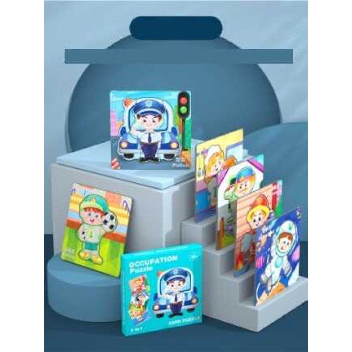 Пазли-вкладиші С 74368 6 дерев'яних дошок 14х14 см тематичні зображення великі елементи-вкладиші