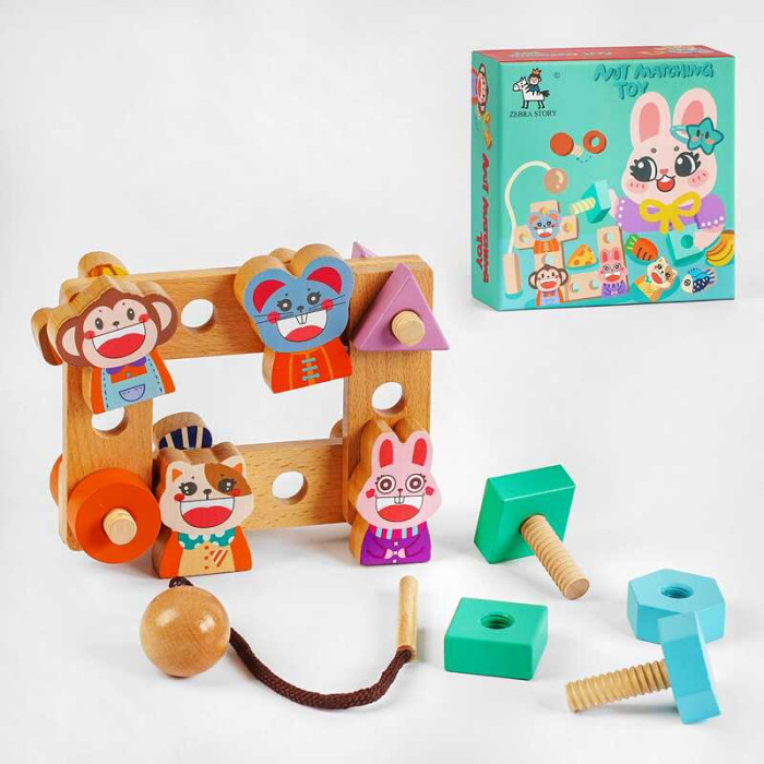 Деревянная игра C 55637 21 элемент фигурная шнуровка деревянные болтики