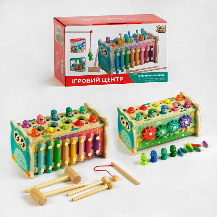 Ігровий центр 22657 4FUN Game Club Wood ксилофон магнітна гра стукалка шестерні 4FUN Game Club Wood