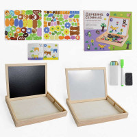 Дитяча Деревяна магнітна дошка WToys з магнітами фломастером губкою для стирання крейдою 16057 WToys
