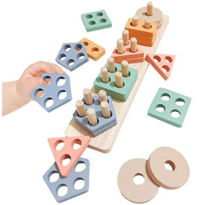 Дерев'яний геометричний сортер C 75297 кілочки в плівці