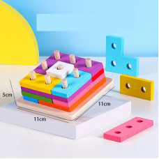 Логічна гра С 74527 дерев’яна розмір - 11х11х5 см геометричні фігури кольори