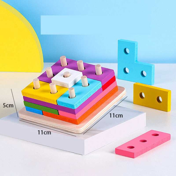 Логічна гра С 74527 дерев’яна розмір - 11х11х5 см геометричні фігури кольори