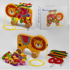 Деревяна Каталка С 48173 Левеня шнурівка брусочки