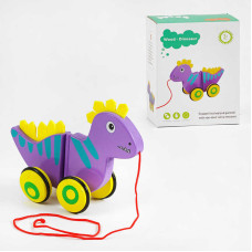Деревяна каталка C 63987 “Динозаврик” виляє хвостом фетрові шипи
