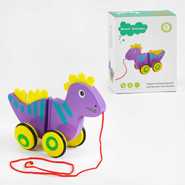 Деревяна каталка C 63987 “Динозаврик” виляє хвостом фетрові шипи