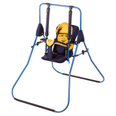 Гойдалка підлогова Алінка 24877 темно-синій каркас темно-синя матерія жовтий гномик Алінка