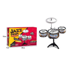 Дитяча барабанна установка TH 337-9 розмір: 40х18х43 см 3 барабани 2 палички 1 металевий диск в коробці
