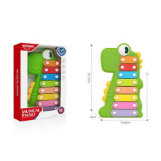 Ксилофон HE 8012 Динозаврик 8 металевих пластин молоточок