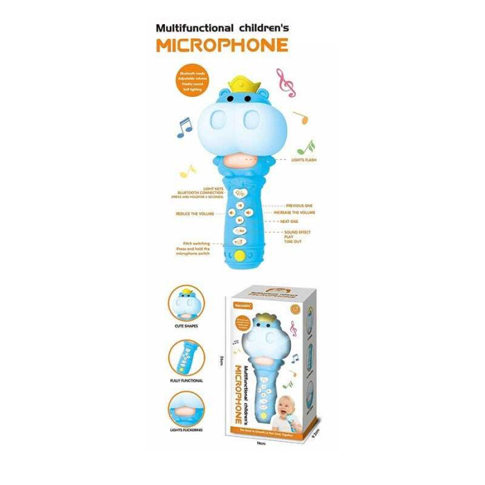 Микрофон YK 7020 B «Бегемот» встроенный аккумулятор USB Type-C Bluetooth подсветка музыка изменение громкости изменение голоса в коробке