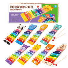 Ксилофон 35692 WToys “Тварини” дерев’яний 8 нот молоточки в коробці ВИДАЄТЬСЯ ТІЛЬКИ МІКС ВИДІВ WToys