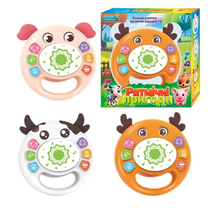 Барабан музичний 84480 WToys 3 види ОЗВУЧУВАННЯ УКРАЇНСЬКОЮ МОВОЮ Ритмічні пригоди казки віршики пісні барабанчик WToys