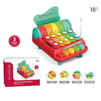 Ксилофон YL 1022-35 ШТРИХ=90161 5 металевих пластин 3 способи гри: стукання натискання кнопок обертання кілець 3 листи з нотами в коробці Yala baby