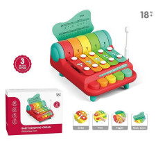 Ксилофон YL 1022-35 ШТРИХ=90161 5 металевих пластин 3 способи гри: стукання натискання кнопок обертання кілець 3 листи з нотами в коробці Yala baby