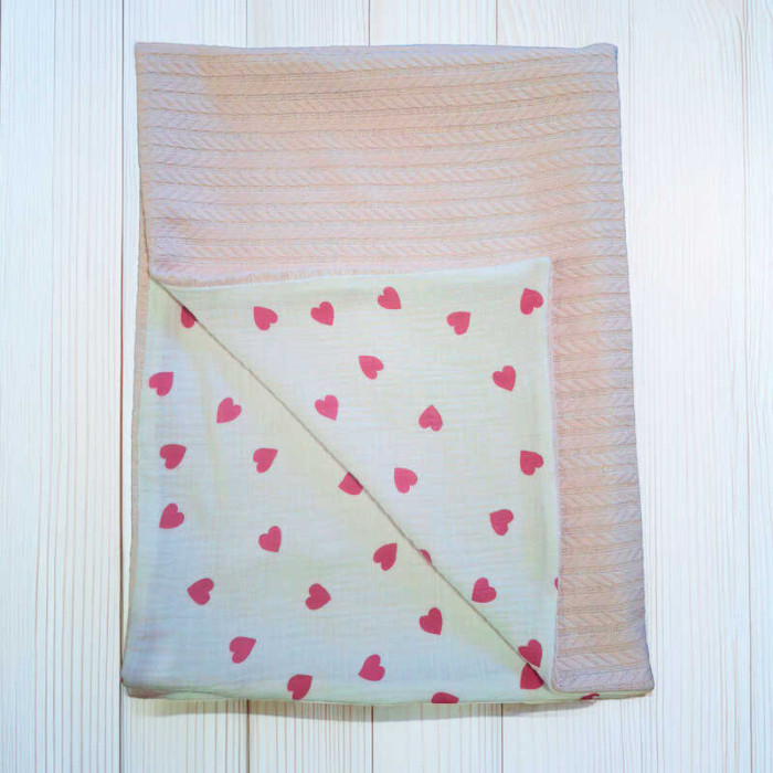Плед дитячий для немовлят Серце 99877 в’язане полотно МУСЛІН розмір 100*80 см Bimbo Bimbo