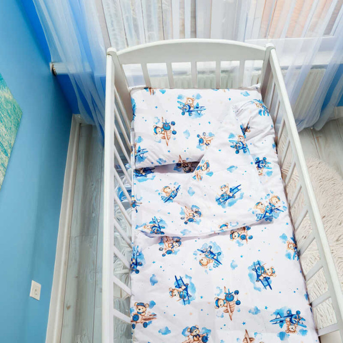 Постільний комплект Ведмедик на літачку 92047 тканина БЯЗЬ GOLD LUX розмір 110*90 см Bimbo Bimbo