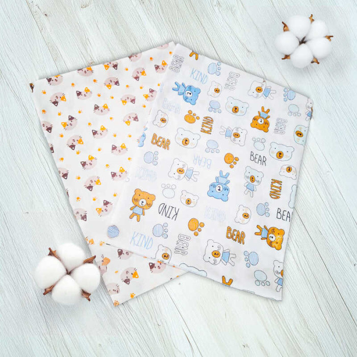 Набор подгузников Медвежата 46051 2 шт в комплекте ткань СИТЦЕ размер 100*90 см Bimbo Bimbo