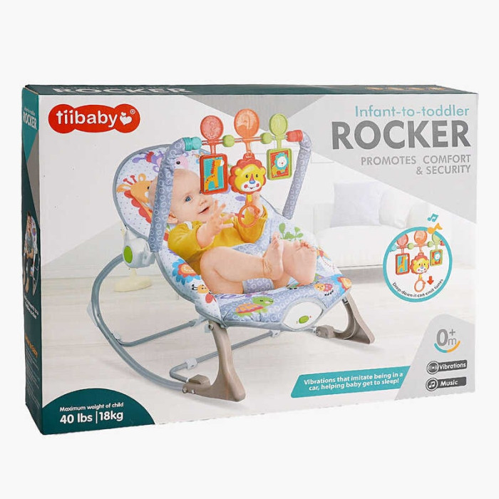 Шезлонг 68157 брязкальце з мелодіями вібрація регулювання положення дуга з пальчиковими іграми захисна сітка