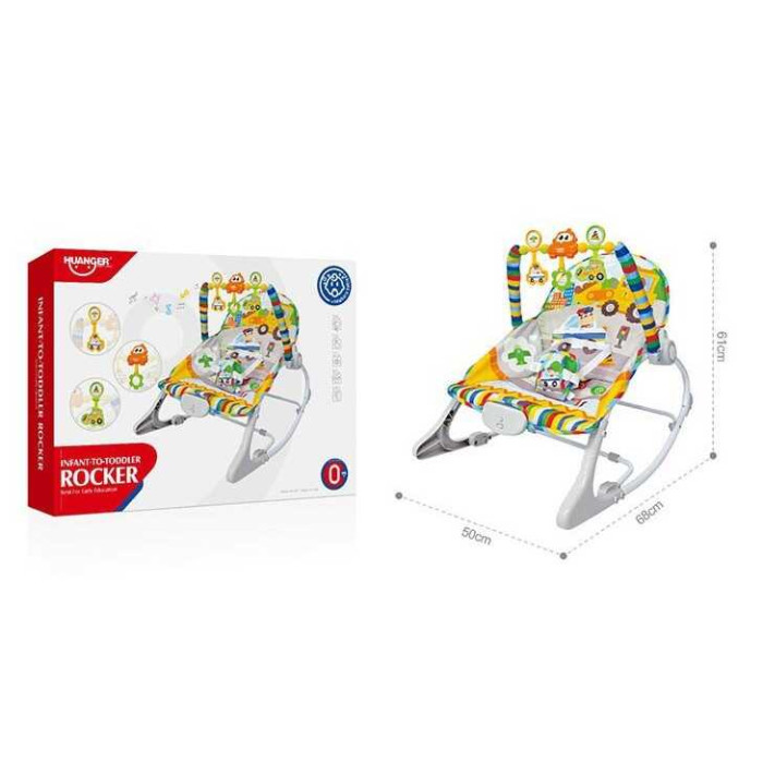 Шезлонг HE 0655 регулювання гучності мелодії 3 підвіски заспокійлива вібрація на батарейках регулювання положення в коробці