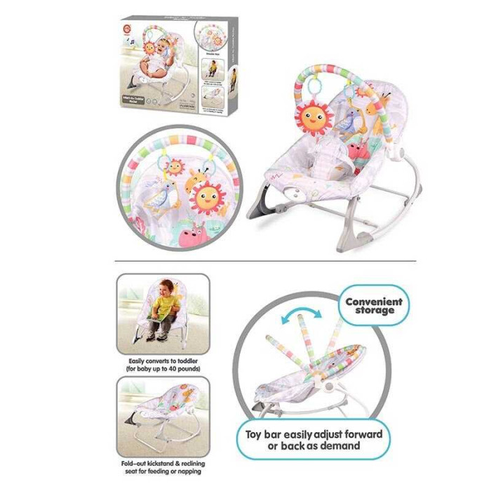 Шезлонг 898-942 мелодії вібрація дуга з підвісками регулювання гучності на батарейках регулювання положення