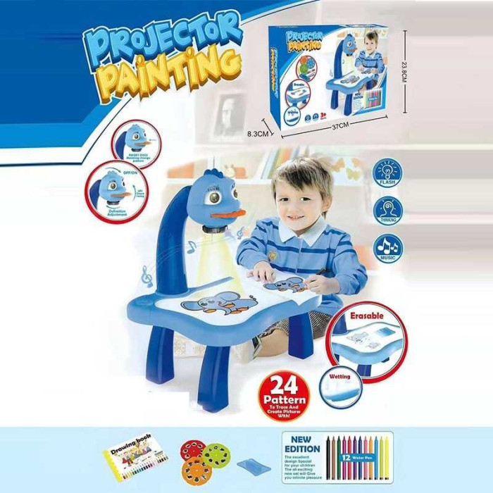 Столик з проєктором YM 6886 Штрих = 70128 на батарейках музика 3 диски фломастери