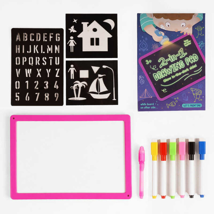Дошка для малювання WQ 700 2 в 1 трафарети маркери “пиши-стирай”