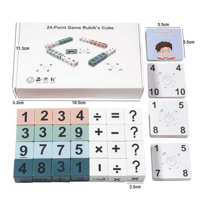 Настільна гра “24” D 384 кубики з цифрами математичні знаки картки із завданнями