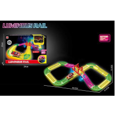 Трек 888-130 30 деталей люмінесцентний машинка на батарейці підсвічування