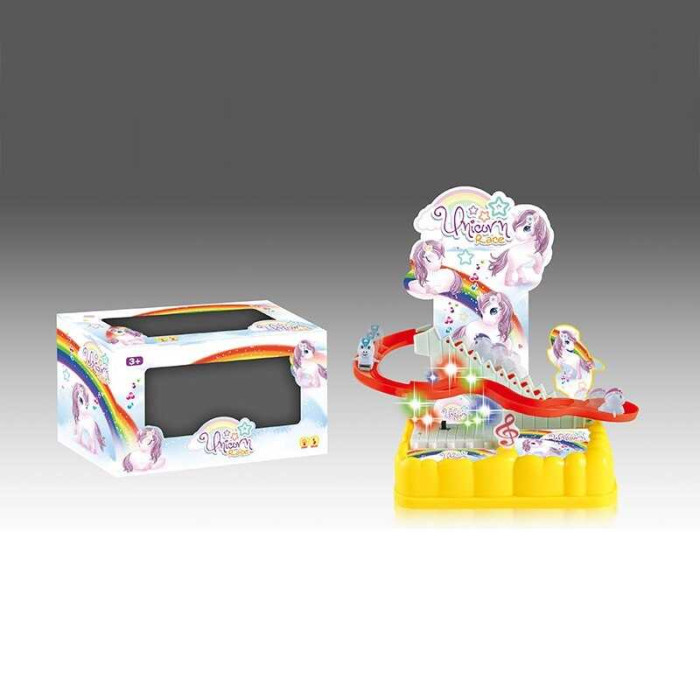 Трек 0912-7 “Єдинороги” підіймач на батарейках музика підсвітка 3 фігурки автоматичний підіймач
