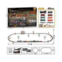 Железная дорога 9299-89 42 элемента 8 вагонов длиной 85 см дорога 177х68 см подсветка звук-беззвучный режим движение вперед на батарейках