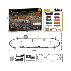 Залізниця 9299-89 42 елементи 8 вагонів довжиною 85 см дорога 177х68 см підсвічування звук-беззвучний режим рух вперед на батарейках