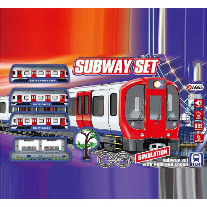 Железная дорога JHX 5912 звук свет остановка аксессуары (38 элементов 3 вагона)