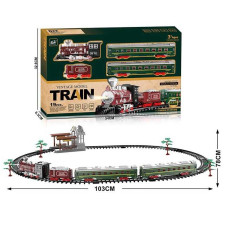 Залізниця 9299-65 19 елементів 4 вагони довжиною 84 см дорога 103х78 см підсвічування звук-беззвучний режим рух вперед на батарейках